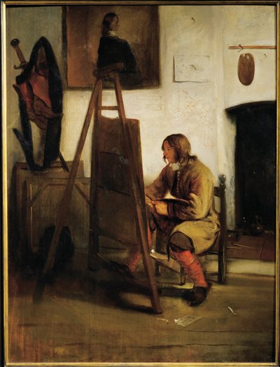 Ung målare i sin ateljé (målning på duk) av Carel Fabritius