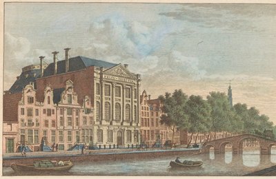 Felix Meritis byggnad i Amsterdam, ca 1790 Byggnad av Society Felix Meitis i Amsterdam / Byggnader de la societe dit Félix Méritis à Amsterdam (titel på objekt) av Carel Frederik Bendorp (I)
