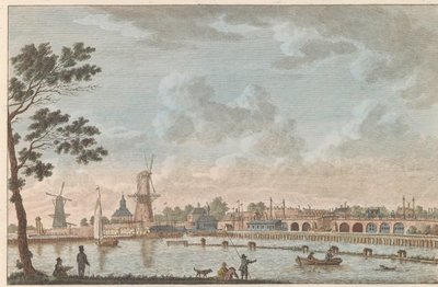 Gezicht op de Hogesluis, ca. 1790 Hooge Amstel Sluis te Amsterdam / Höga bron, kallad hoog sluis - tidigare kallad Lovers