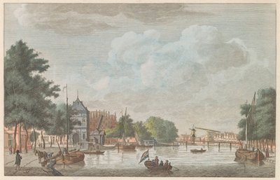Spaarne i Haarlem, ca 1790 Het Binnen Spaarne i Haarlem / Riviere denna reservinteriör i Haarlem (titel på objekt) av Carel Frederik Bendorp (I)