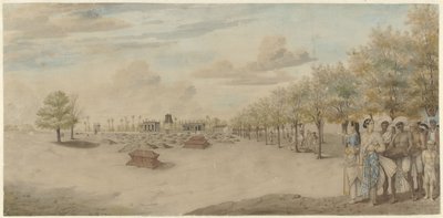 Kyrkogård med begravningståg i Indien av Carel Frederik Reimer