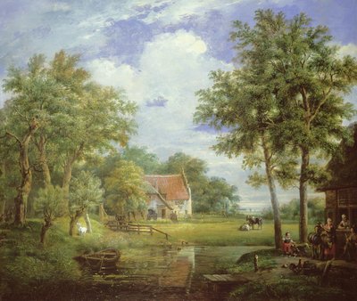 Holländsk gårdsscen av Carel Lodewijk Hansen