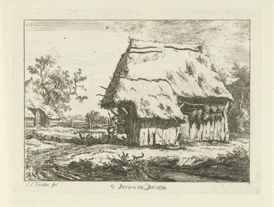 Herde vid en fårstall Te Drown in Drenthe (titel på objekt) Landskap (1-6) (serietitel) av Carel Lodewijk Hansen