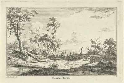 Jägare i ett landskap Te Eext i Drenthe (titel på objekt) Landscapes (A-F) (serietitel) av Carel Lodewijk Hansen