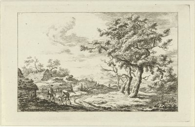 Jägare med hund på spår Landskap (a-f) (serietitel) av Carel Lodewijk Hansen