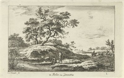Resenärer vid vattnet Te Rolde i Drenthe (titel på objekt) Landskap (a-f) (serietitel) av Carel Lodewijk Hansen