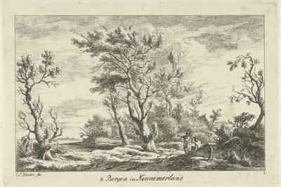 Resenärer i ett landskap I Bergen i Kennemerland (titel på objekt) Landscapes (A-F) (serietitel) av Carel Lodewijk Hansen
