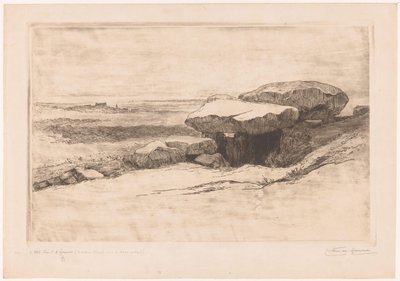 Dolmen av Rondossec vid kusten vid Plouharnel av Carel Nicolaas Storm van 