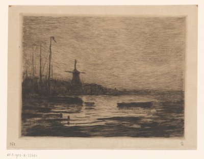 Utsikt över Zwijndrecht på natten av Carel Nicolaas Storm van 