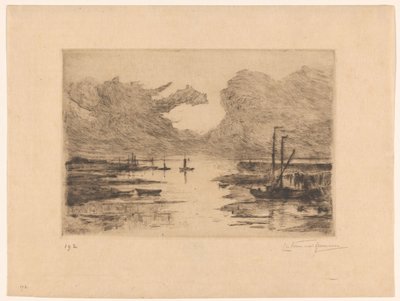 Hamnen i Bergen op Zoom vid lågvatten Bergen op Zoom (originaltitel) Sketching in Holland (original serietitel) av Carel Nicolaas Storm van 