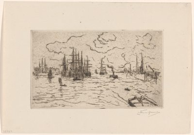 Fartyg på Maas av Carel Nicolaas Storm van 