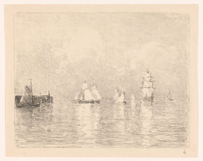 Segelfartyg vid Cuxhavens väggård av Carel Nicolaas Storm van 