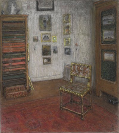 Studiohörna med stol och konstskåp, i Haag, Nieuwe Schoolstraat 28 av Carel Nicolaas Storm van 