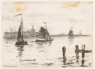 Fiskefartyg på Maas utanför Dordrecht av Carel Nicolaas Storm van 