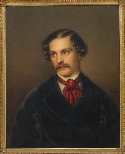 Porträtt av dramatikern och kompositören Alexander Baumann 1814-1857, ca 1845. av Carl Adolph Wangberg