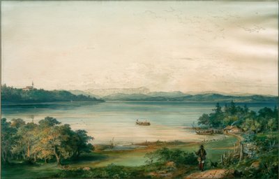 Ammersee sett från slottet Ried av Carl August Lebschee