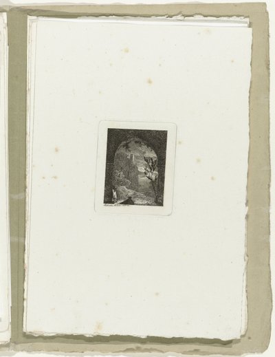 Man med lans i en passage Sexton landskap (serietitel) av Carl August Lebschee