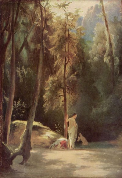 Badande i parken Terni (kvinnor som badar i skogen) av Carl Blechen