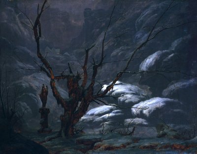 Bergsklyfta på vintern av Carl Blechen