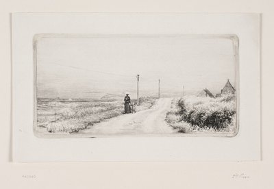 Landsväg med promenader dam. Solig eftermiddag av Carl Bloch