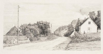Landsvägen mellan husen av Carl Bloch