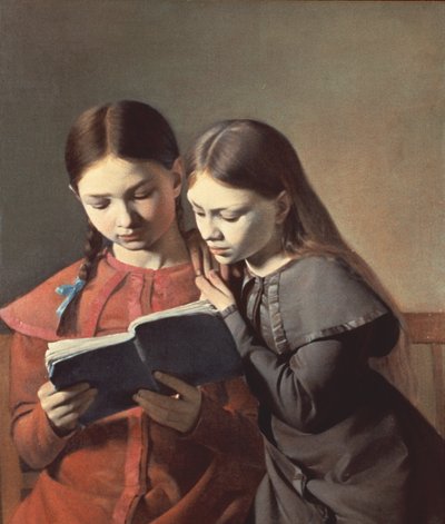 Konstnärens systrar Signe och Henriette läser en bok, 1826 av Carl Christian Constantin Hansen