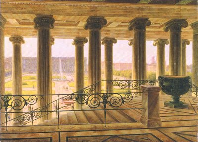 utsikt från det nya museet om lustträdgården och det kungliga slottet i Berlin av Carl Daniel Freydanck