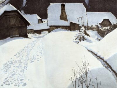 Bondgård på vintern av Carl Ederer