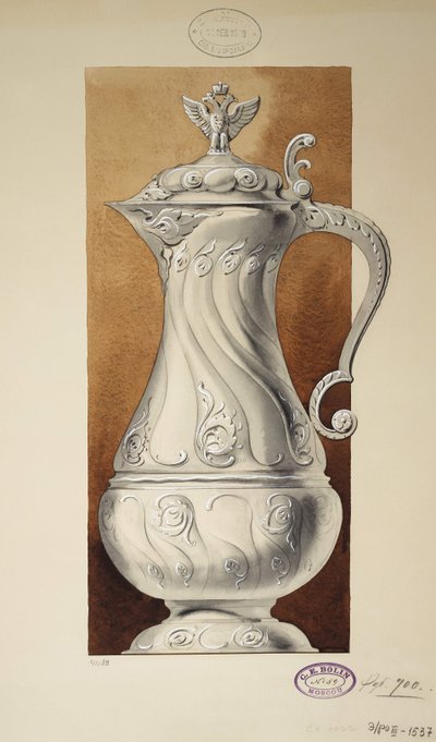 Design av en vinkanna. Serien Storprinsessan Maria Pavlovnas hemgift, 1907-1908 av Carl Edvard Bolin company
