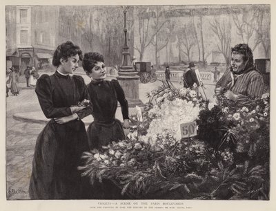 Violer - en scen på Paris Boulevards, målning i salongen Champs de Mars, Paris (litho) av Carl Ernest von Stetten