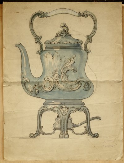 Formad vattenkokare och stativ i silver, House of Carl Faberge av Carl Fabergé
