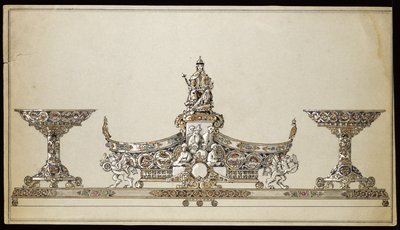 Ritning av en oval korg i silver, House of Carl Faberge av Carl Fabergé