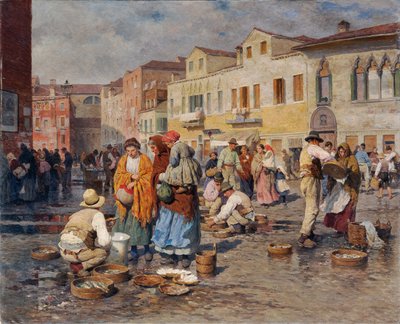 Fiskmarknad i Venedig av Carl Feiertag