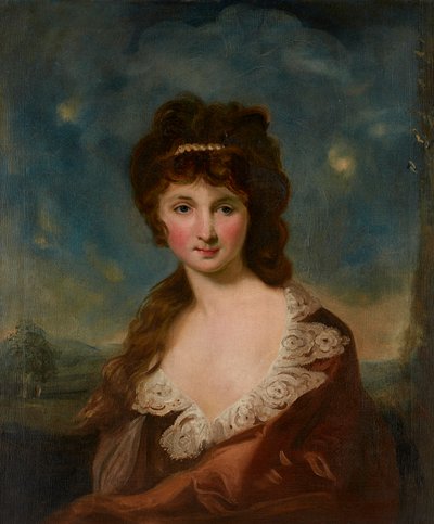Porträtt av en dam som sägs vara Harriet Rochfort (1758-1854) Enligt etikett på baksidan (olja på duk) av Carl Frederick von Breda