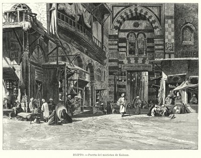 Ingång till komplexet Qalawun, Kairo, Egypten (litho) av Carl Friedrich Heinrich (after) Werner