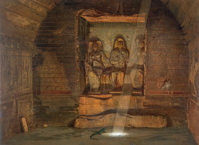 A Tomb at El-Kab, en av 24 illustrationer producerade av G.W. Seitz, tryckt c.1873 av Carl Friedrich Heinrich Werner