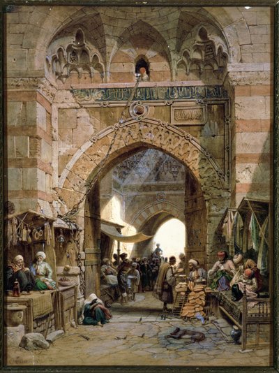 Bazaar Scene, 1875 (wc på papper) av Carl Friedrich Heinrich Werner