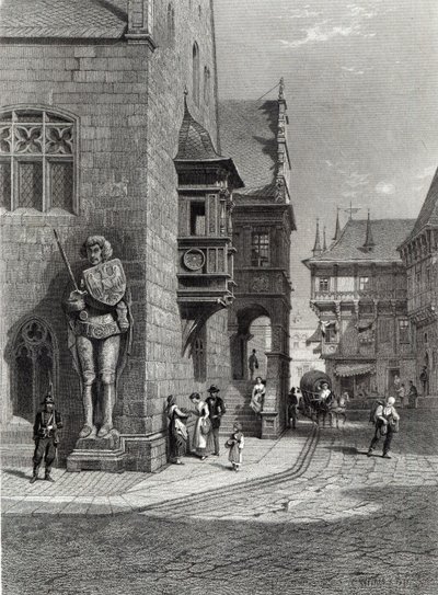 Rådhuset, Halberstadt, graverad av E. Joubert, tryckt av Cassell & Company Ltd (gravyr) av Carl Friedrich Heinrich Werner