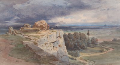 Utsikt över Norba från norr, mot San Felice Circeo, 1856. av Carl Friedrich Heinrich Werner