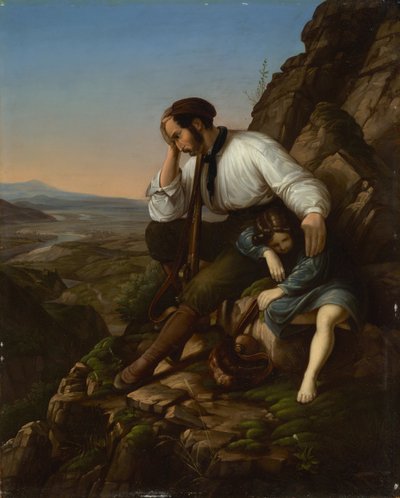 Rånaren med sitt sovande barn av Carl Friedrich Lessing