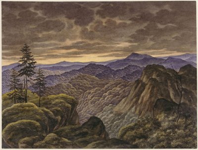 Bergslandskap vid solnedgång av Carl Friedrich Lessing