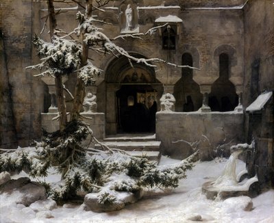 Klosterträdgård i snö av Carl Friedrich Lessing