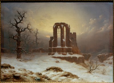 Kyrkoruiner i snön av Carl Georg Adolph Hasenpflug