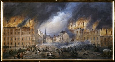 MARCH REVOLUTION: Slaget vid stjärnbarrikaden i Jagerzelle den 28 oktober av Carl Goebel