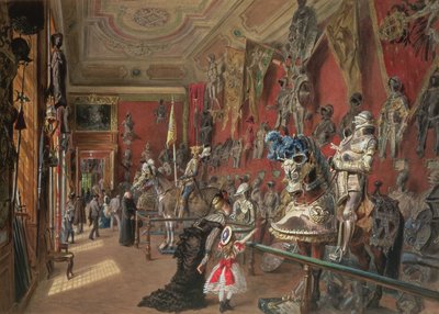 Det andra vapenrummet i Ambraser Gallery of the Lower Belvedere, 1875 (wc) av Carl Goebel
