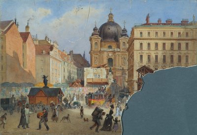 Peterskirche i Wien sett från Graben av Carl Goebel d. J.