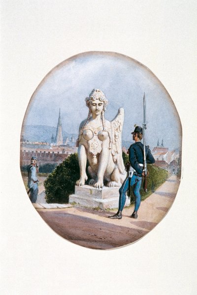 En infanterist i vaktvakt framför Upper Belvedere av Carl Goebel d. J.