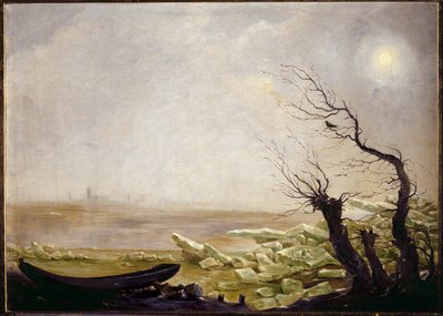 Båt fångad i isflak (olja på duk) av Carl Gustav Carus