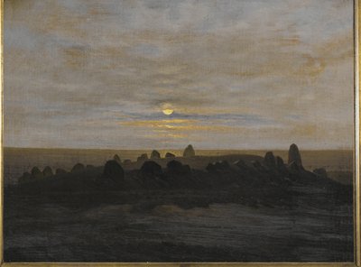 Stenåldersdike på ön Ruegen, Tyskland (olja på duk) av Carl Gustav Carus