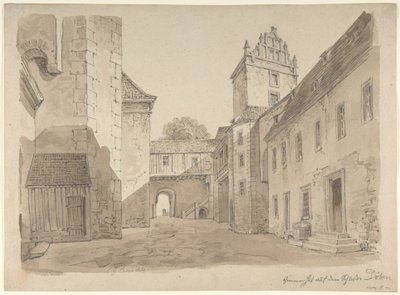 Vy över borggården i slottet vid Döben av Carl Gustav Carus